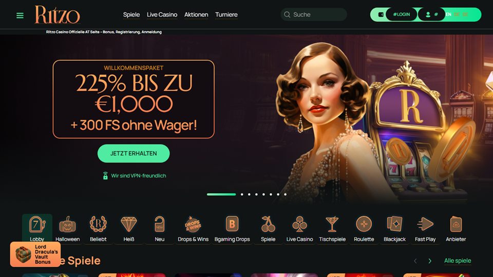 Schermata reale di Ritzo Casino